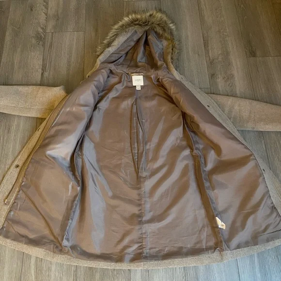 J. Crew Vail Parka Wool Blend Coat in Heather Tan Size 00 - Picture 11 of 16
